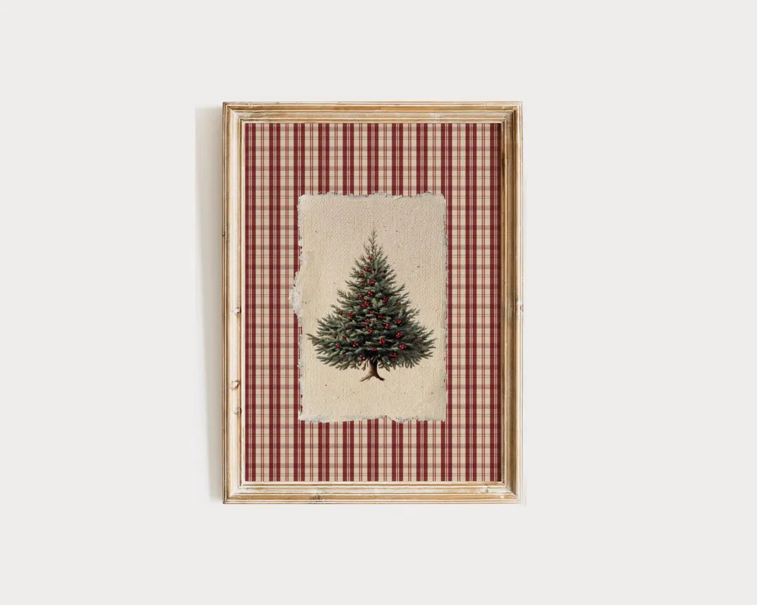 Vintage Christmas Tree Print: Cottagecore Holiday Decor (Digital Download) | Etsy (US)