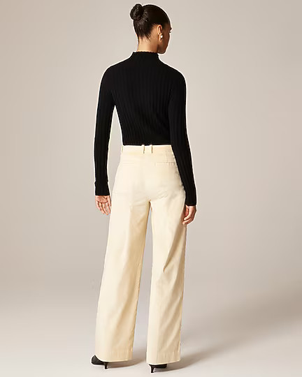 Wide-leg trouser with satin stripe in washed velvet | J. Crew US