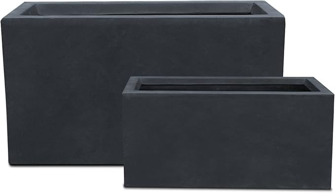 Kante 31.4" and 23.6" L Rectangular Charcoal Finish Lightweight Concrete Long Planters (Set of 2)... | Amazon (US)