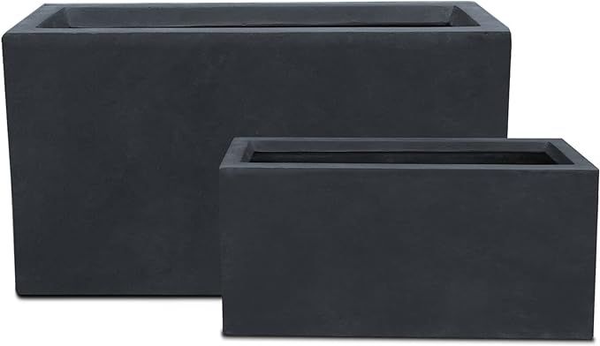 Kante 31.4" and 23.6" L Rectangular Charcoal Finish Lightweight Concrete Long Planters (Set of 2)... | Amazon (US)