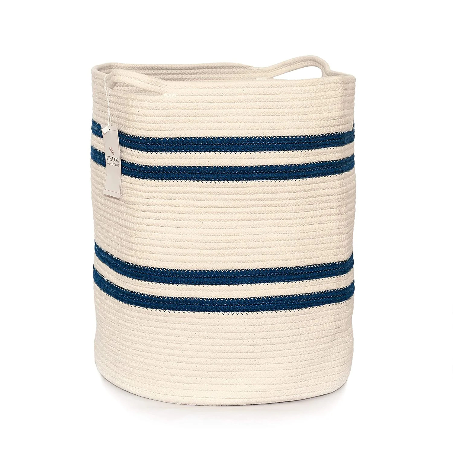 Chloe and Cotton Extra Large Tall Baby Laundry Basket - Woven Laundry Hamper - Navy White - 19'' ... | Walmart (US)