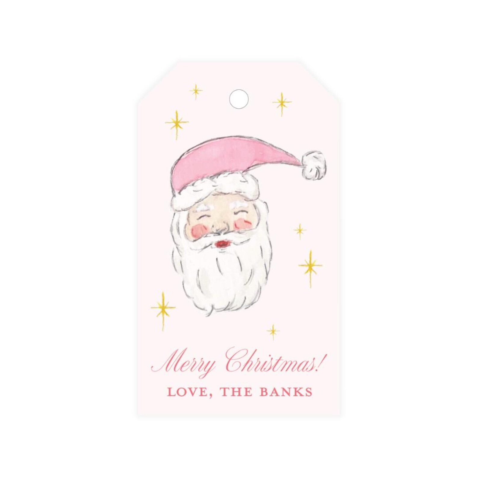 Pink Happy Santa Gift Tags, Custom Personalized Gift Tags, Watercolor Holiday Gift Tags, Christma... | Etsy (US)