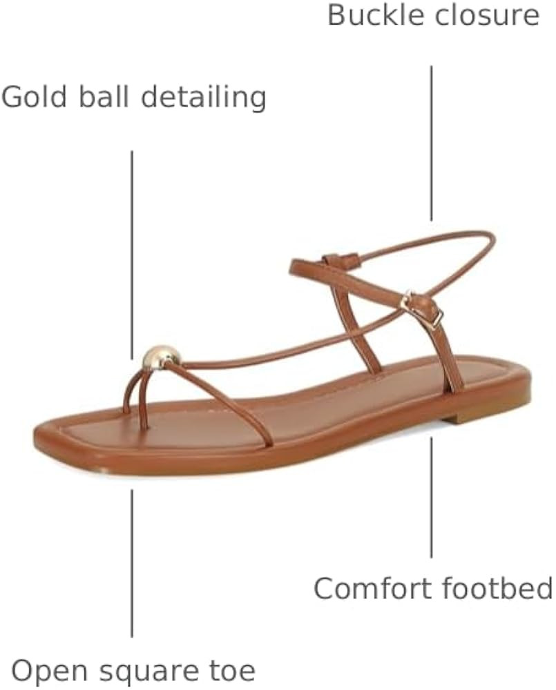 Snake Strappy Flat Sandals for Women Comfortable Open Square Toe Slingback Sandals Dressy Beach T... | Amazon (US)