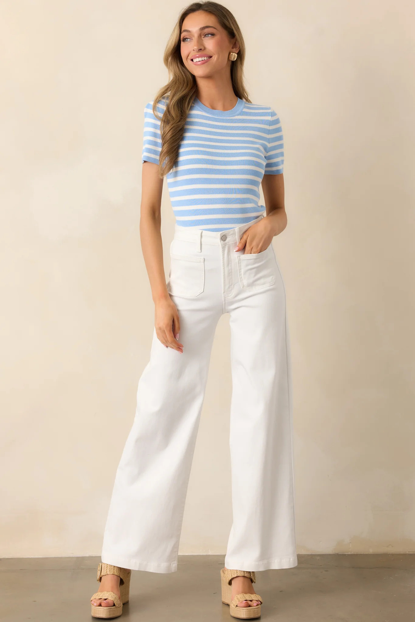 Meant For More White Straight Leg High Waisted Jeans | Red Dress