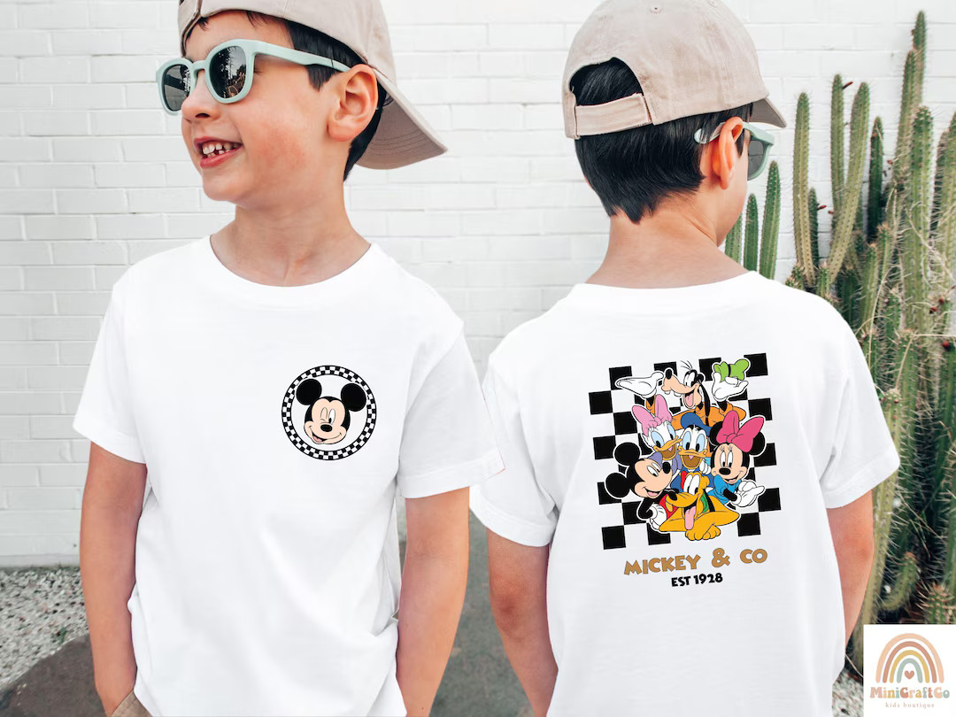 Checkered Mickey And Friends Kids Shirt, Toddler Boy Gift, Minnie Mouse, Mickey And Co T-Shirt, D... | Etsy (US)