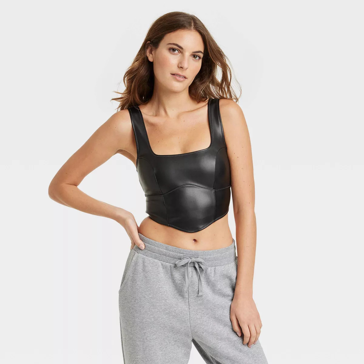 Women's Faux Leather Corset - Colsie™ Black M | Target