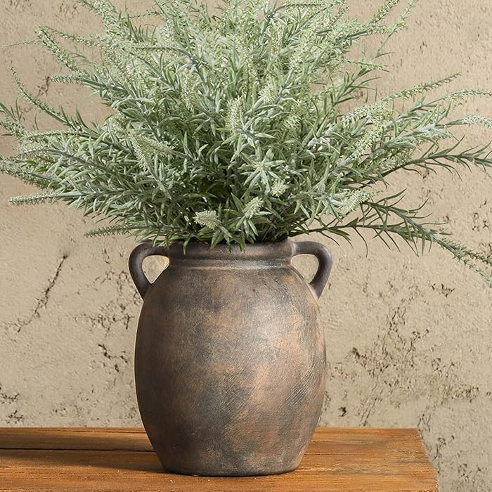 Ceramic Flower Vase 7.6 inch Farmhouse Rustic Vase Decorative Pottery Terracotta Vases for Home D... | Amazon (US)
