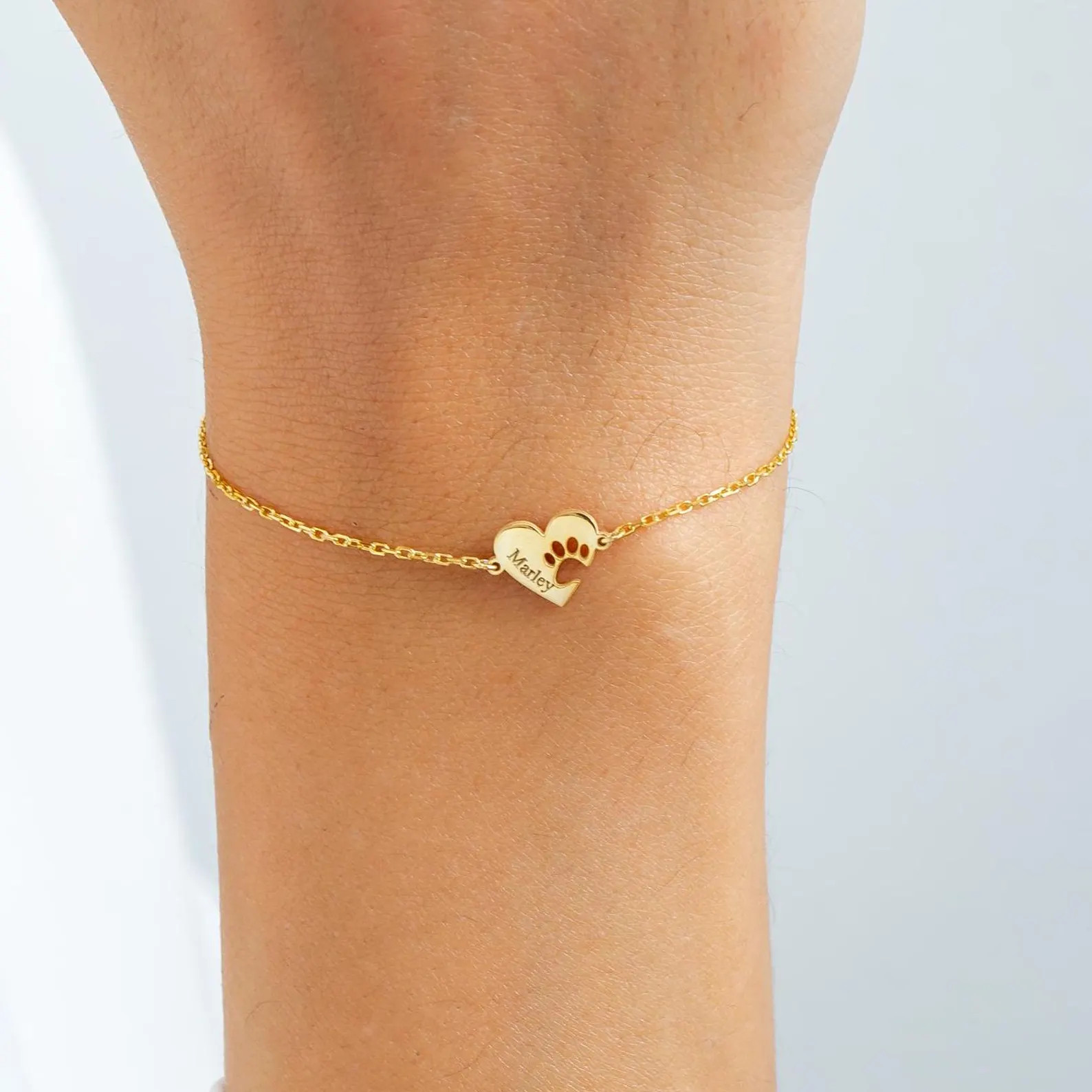 Engraved Heart Pawprint Bracelet, Gift for Pet Lovers, Pet Remembrance Bracelet, Dog Mom Bracelet... | Etsy (US)