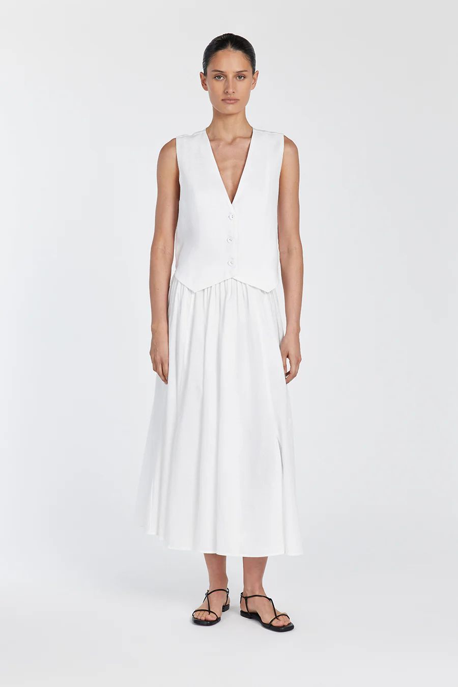 BANKS WHITE LINEN VEST | DISSH