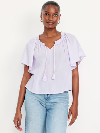 Flutter-Sleeve Tassel-Tie Top | Old Navy (US)