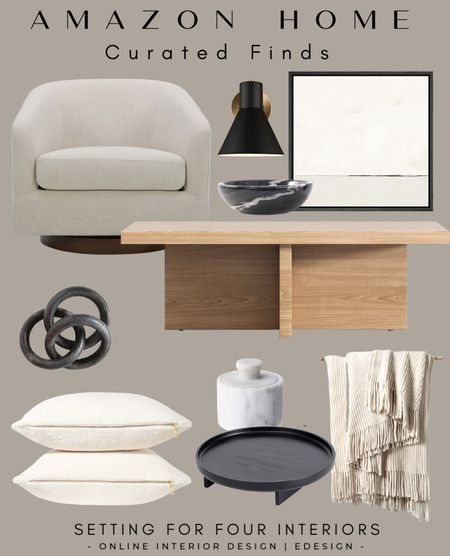 Amazon Home Curated Finds. Beautiful neutrals with organic design elements 

Amazon decor, Amazon find, coffee table, art, swivel chair, bowl, vase, sconce light, throw blanket, marble, light wood, pillows, boucle, lidded bowl, beige, modern, japandi, organic modern, farmhouse, found it on Amazon, sale, traditional, classic, minimalism, boho, California, pacific North west

• Designer and True Color Expert •
Online Interior Design and Paint Color Services | eDesign | Virtual Design

#LTKunder50 #LTKsalealert #LTKhome