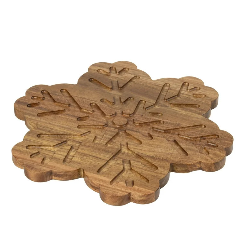 Holiday Time Acacia Wood Snowflake Board, Natural Wood Color, 12 W x 11.18 D x 0.59 H in | Walmart (US)