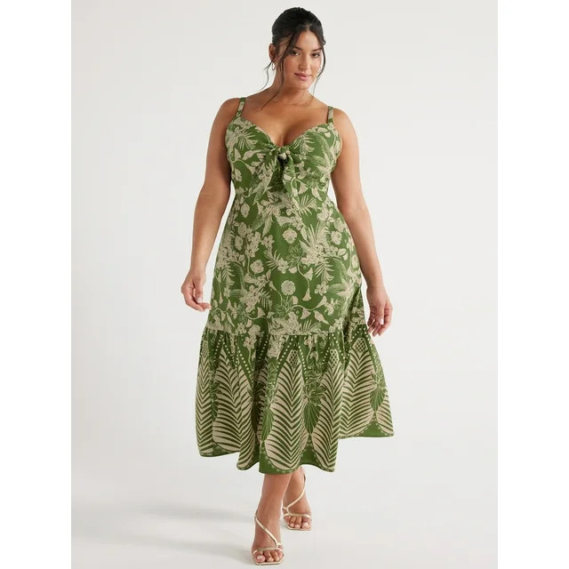 Sofia Jeans Women's and Women's Plus Tie Front Cutout Maxi Dress, Sizes XS-5X | Walmart (US)