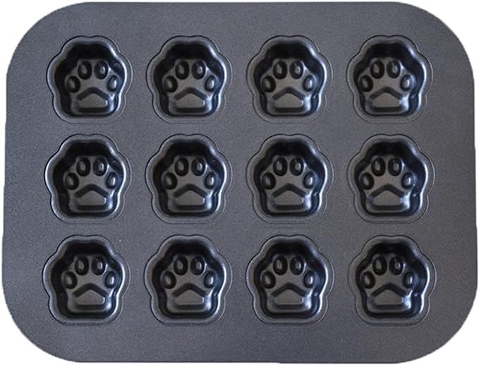 Elesinsoz 12 Cup Mini Dog Cat Paw Print Shaped Madeleine Baking Pan Nonstick Frozen Puppy Treat C... | Amazon (US)