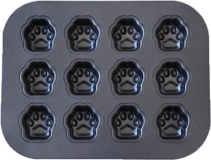 Elesinsoz 12 Cup Mini Dog Cat Paw Print Shaped Madeleine Baking Pan Nonstick Frozen Puppy Treat C... | Amazon (US)