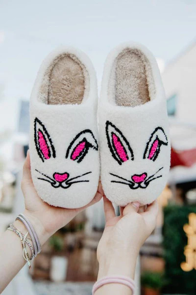 Bunny Face Fuzzy Slippers | Katydid