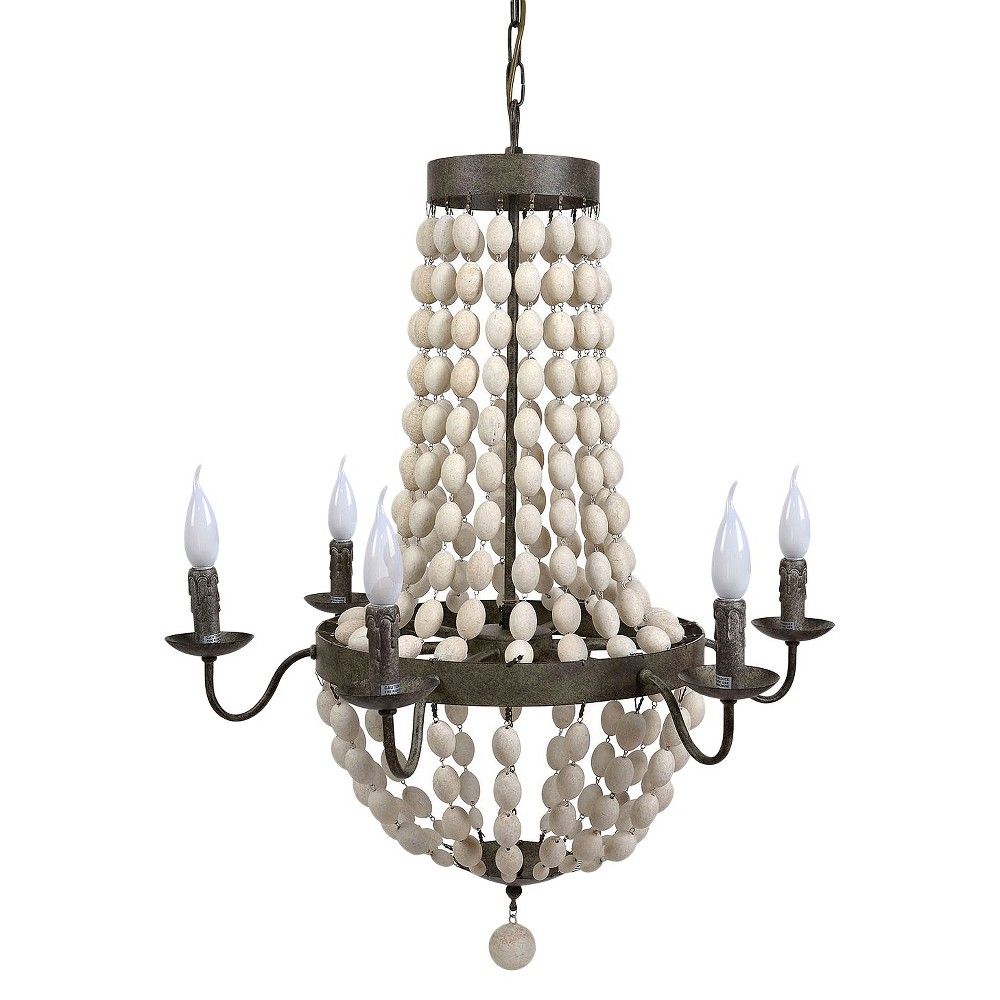 Iron Chandelier with Wood Beads & 6 Light - Black, Adult Unisex | Target