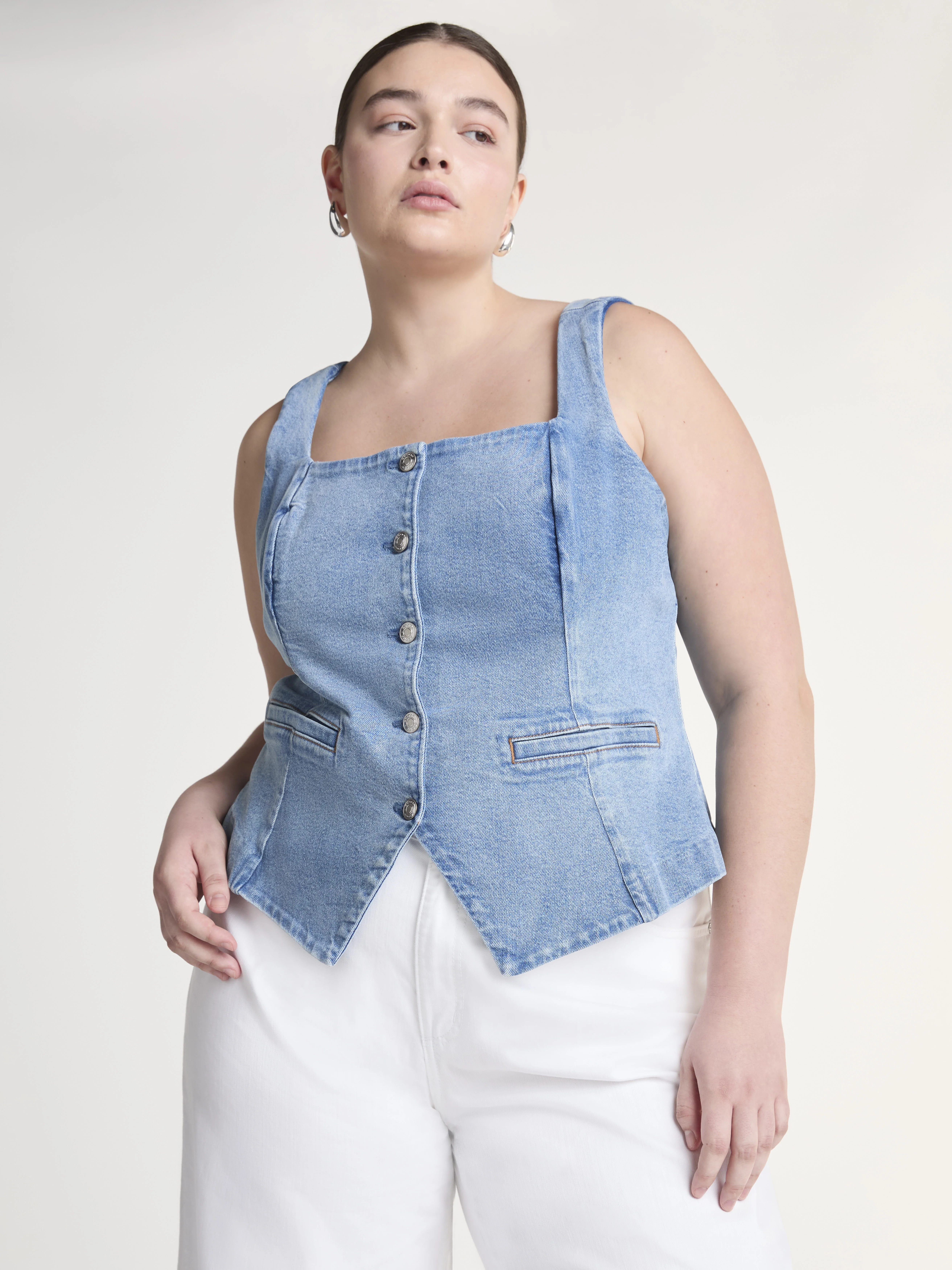 Scoop Women's and Women's Plus Denim Vest, Sizes XS-4X | Walmart (US)