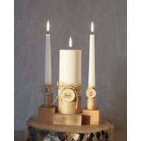 Personalized Rustic Unity Candle Set With Pyrography Initials & Twine Decor | Etsy (US)