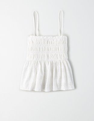 AE Smocked Babydoll Tank Top | American Eagle Outfitters (US & CA)