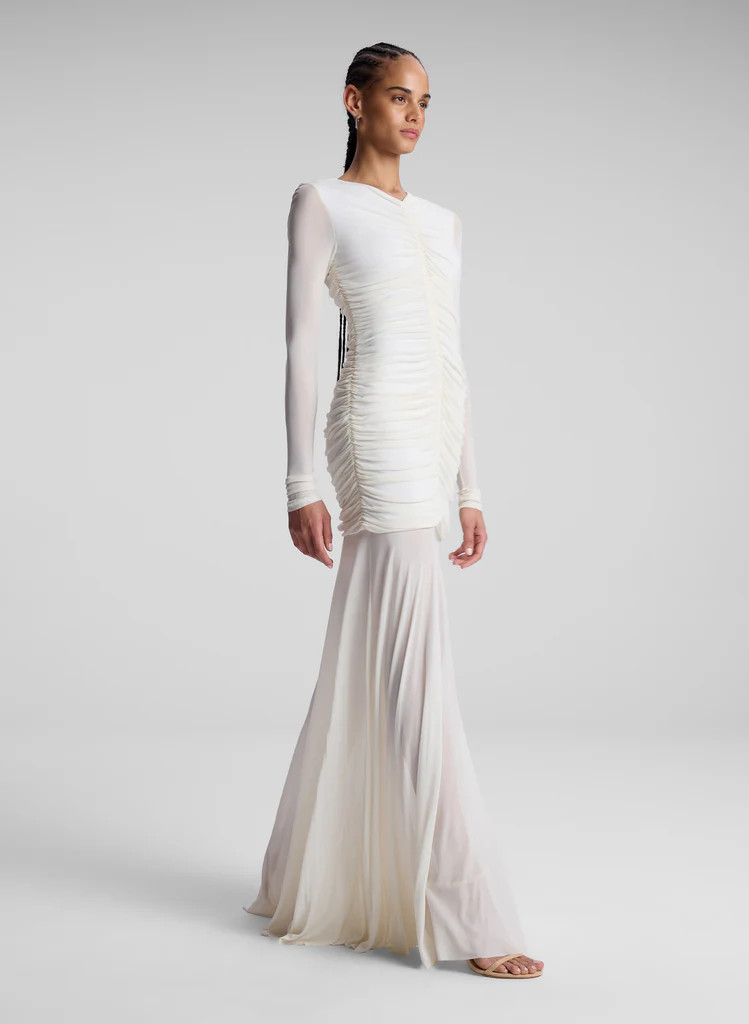 Fawn Ruched Mesh Maxi Dress | A.L.C