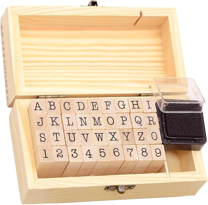 36Pcs Wooden Rubber Stamps Number Letter Alphabet Stamps Mini Cute DIY Stamps Set for Craft Decor... | Amazon (US)