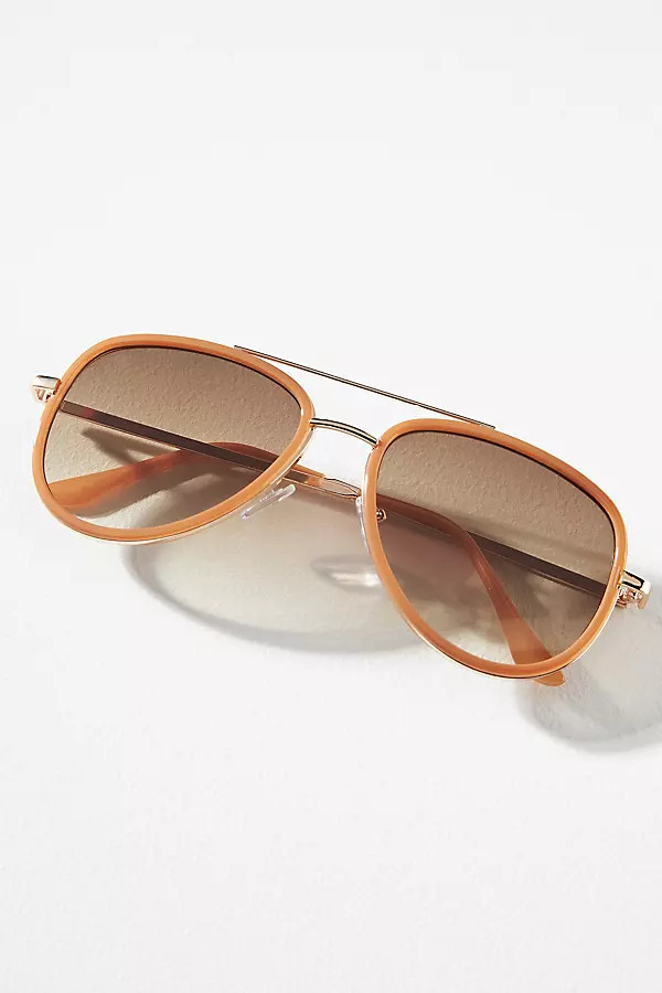I-SEA Willow Enamel Aviator Sunglasses By I-SEA in Orange | Anthropologie (US)