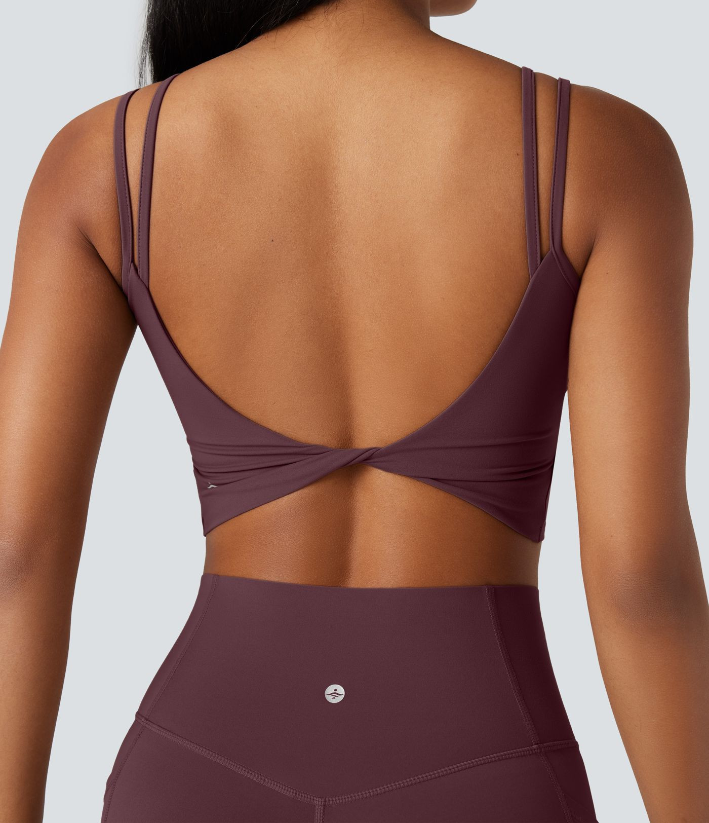 Women’s Halara UltraSculpt™ Double Straps Twisted Backless Cropped Yoga Tank Top - Halara | HALARA