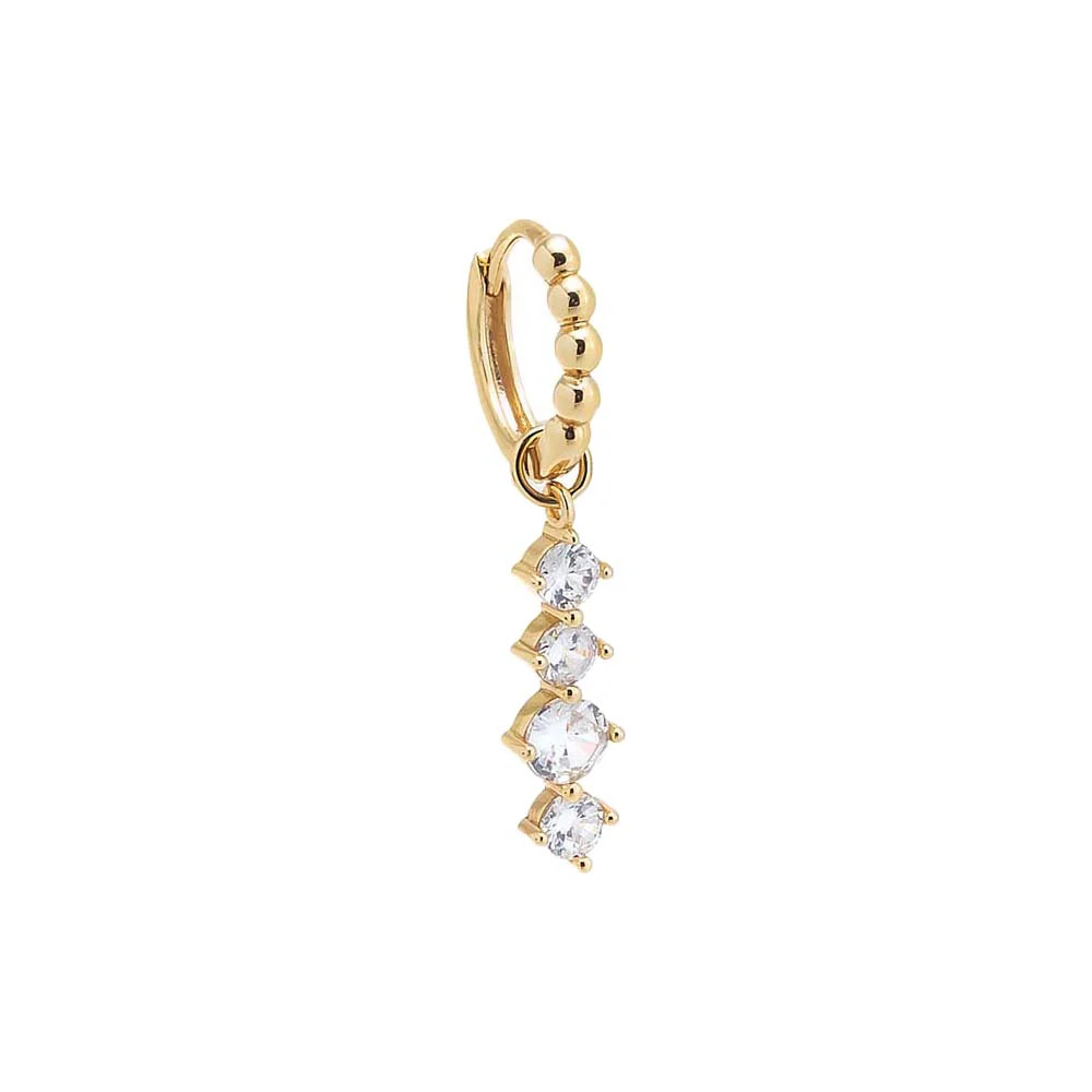 CZ Graduated Drop Beaded Huggie Earring | Adina Eden