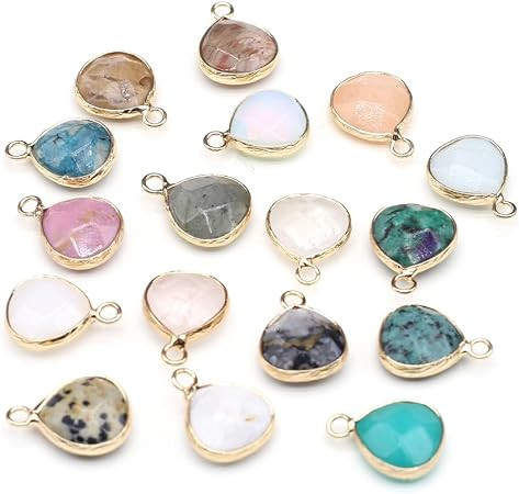 LHJ 10 Pcs Natural Stone Pendants Waterdrop Shape Faceted Quartz Agate Charms for Jewelry Making ... | Amazon (US)