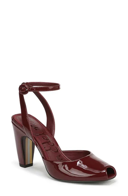 Sam Edelman Wrenna Ankle Strap Peep Toe Pump in French Merlot at Nordstrom, Size 8 | Nordstrom