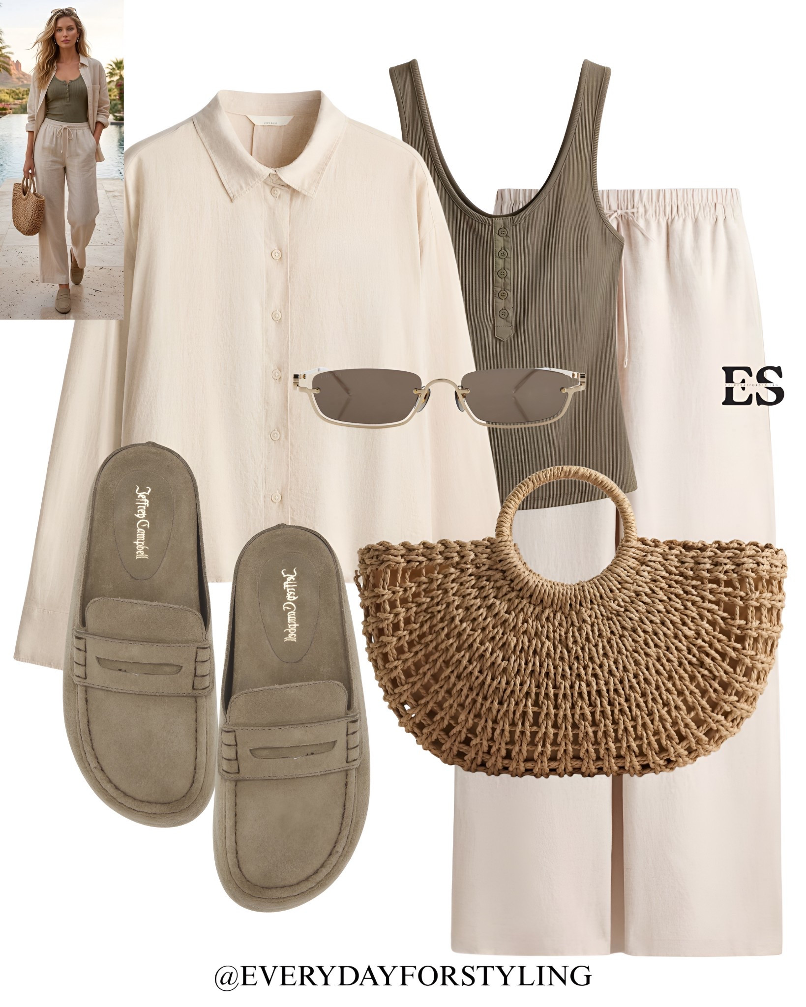 Earthy, elegant and those suede loafer mules are everything right now 🏝️

holiday outfit ideas 2025, drawstring trouser outfit, linen trouser outfit, resort wear women, vacation outfits summer, relaxed holiday style, chic holiday outfits, sandals with trousers outfit, Loewe raffia bag outfit, Valentino bag outfit, neutral holiday outfit, elevated casual holiday look, summer trouser outfits, easy holiday dressing, beach to dinner outfit, loafer mule outfit, quiet luxury holiday style, summer wardrobe essentials, what to pack for holiday, affordable holiday fashion, spring style, summer outfit ideas, parisian fashion, old money style, summer outfits, summer outfit ideas, how to wear, what to wear, ways to style, everydayforstyling 

#zara #HolidayOutfits #ResortWear #SummerStyle #EverydayForStyling​​​​​​​​​​​​​​​​


#LTKSeasonal #LTKootd #LTKTravel