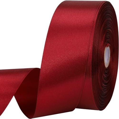 1-1/2 inches 50 Yard Wine red Satin Ribbon for Gift Wrapping, Wedding, Crafts, Christmas,Easter, ... | Amazon (US)