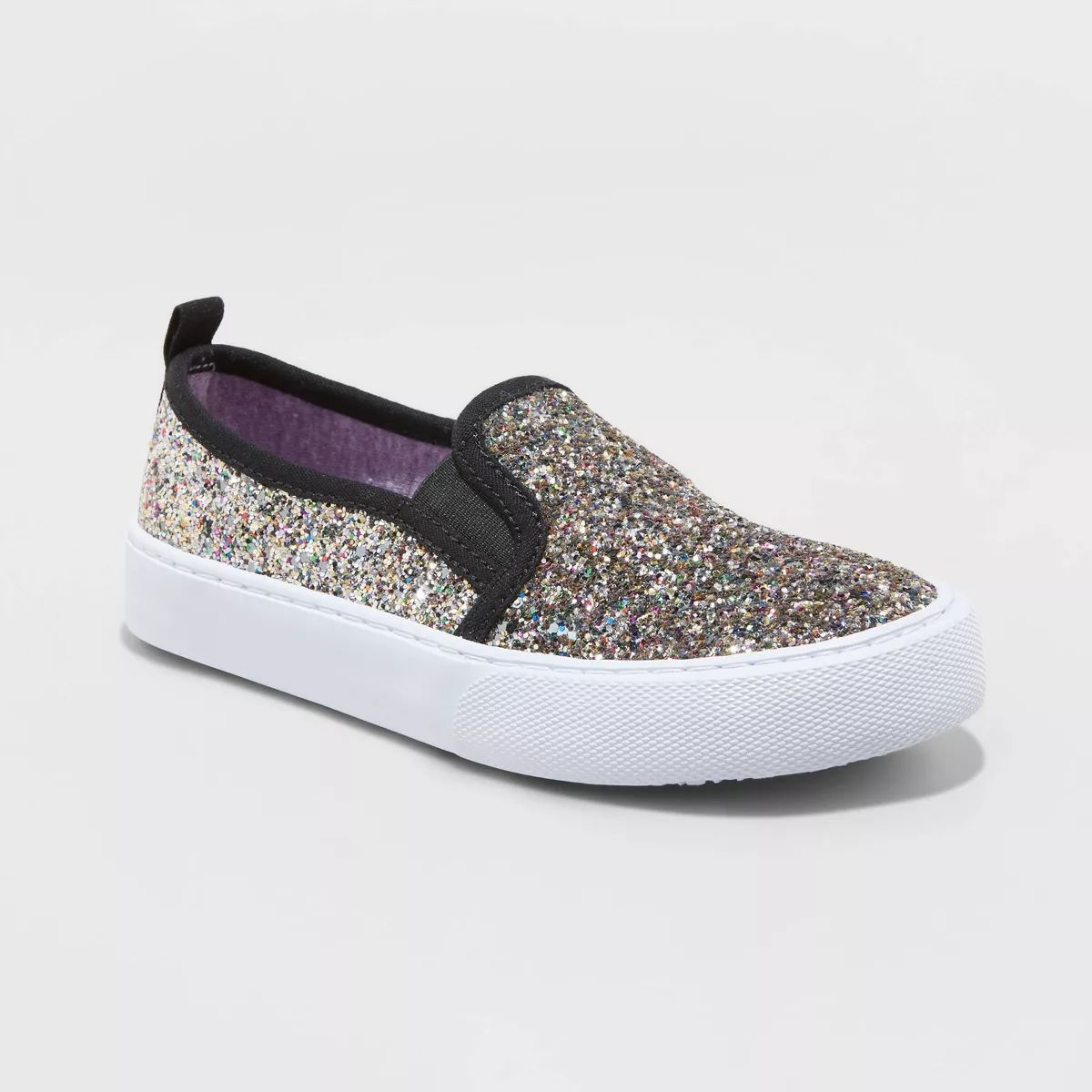 Girls' Carey Glitter Slip-On Sneakers - Cat & Jack™ Black | Target