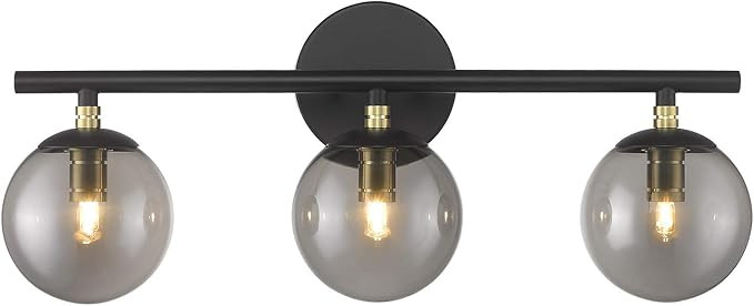 Black Vanity Light, LMS 3-Light Bathroom Light Fixtures 20.5 Inch, Black and Brass Gold Finish wi... | Amazon (US)