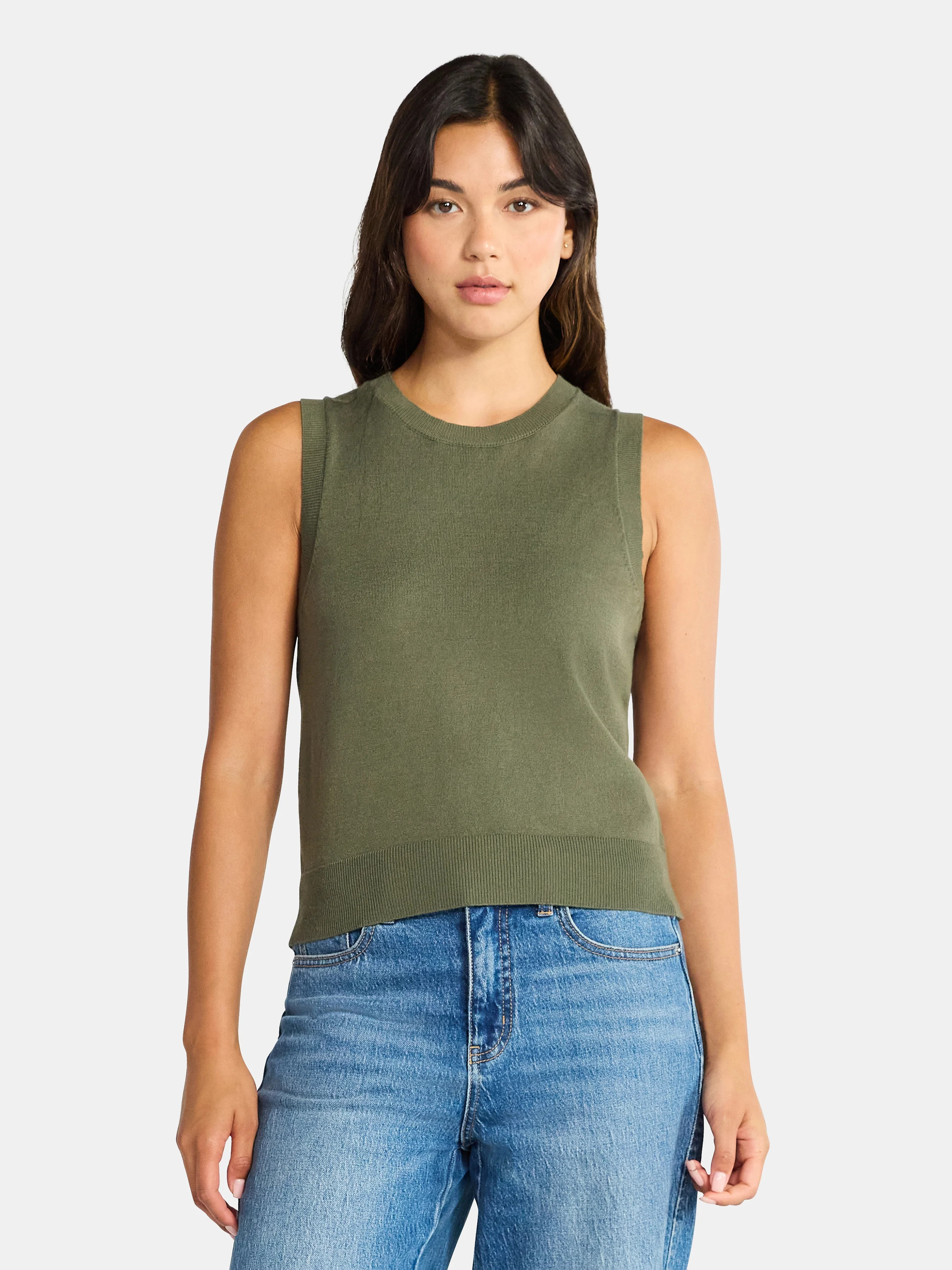 Time and Tru Women's Fine Gauge Sweater Tank Top, Lightweight, Sizes XS-XXXL | Walmart (US)