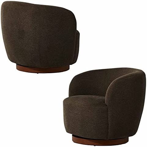 Sepnine Modern Swivel Accent Chair,Living Room Armchair with Curved Back,Linen Fabric Upholstered... | Amazon (US)