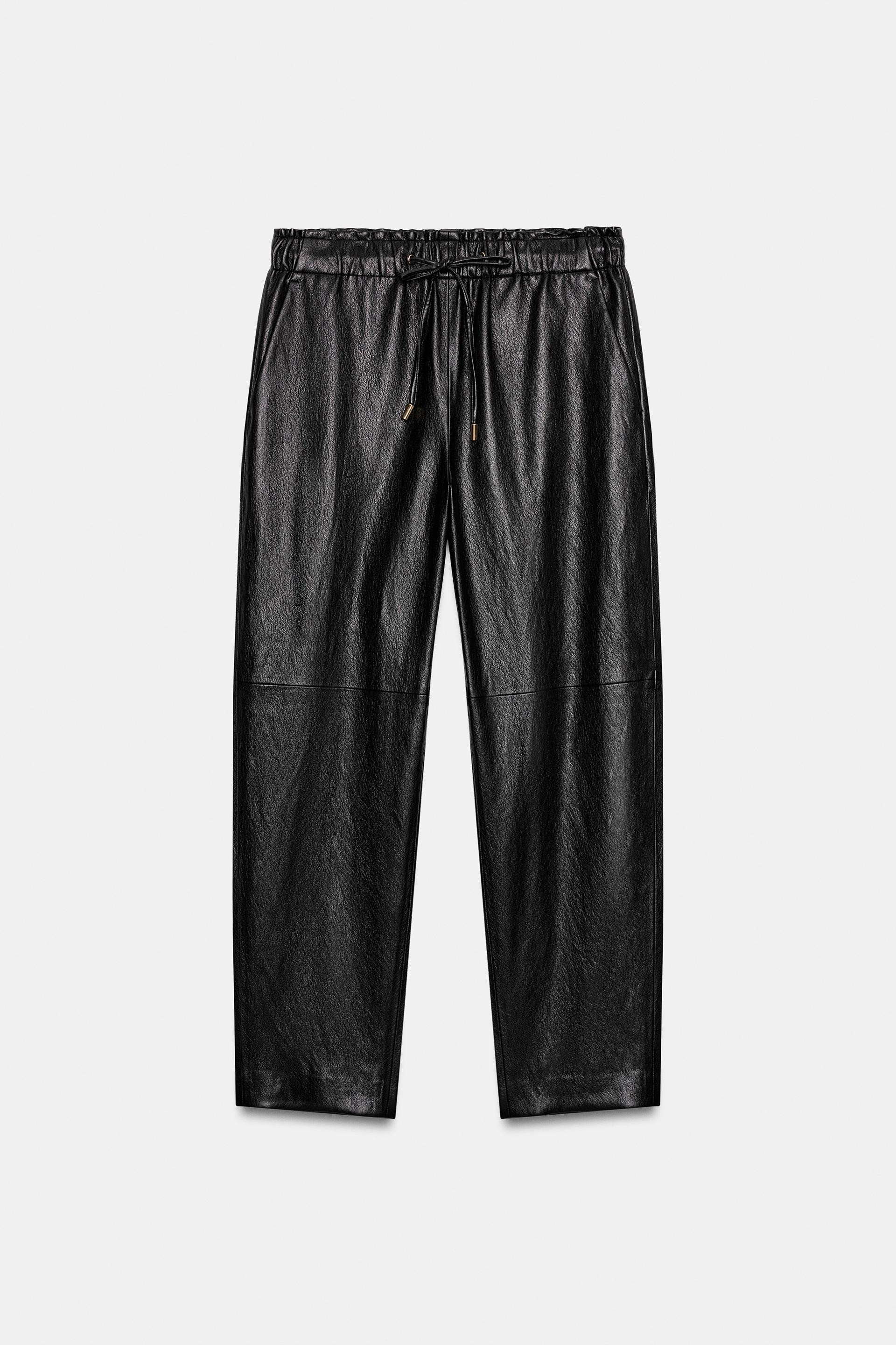 Zara - Faux Leather Elastic-Waist Pants - Black - S - Woman | Zara US
