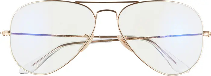 Ray-Ban 58mm Blue Light Blocking Metal Aviator Everglasses | Nordstrom | Nordstrom
