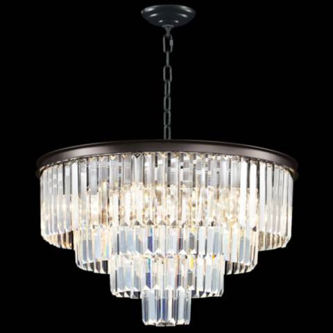 Europa 24" Wide Satin Black and Crystal Chandelier - #6728G | Lamps Plus | Lamps Plus