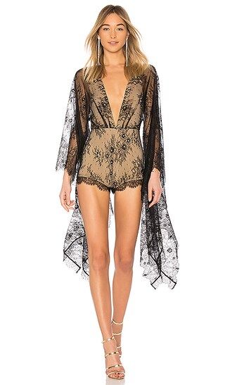 Michael Costello Bella Romper in Black | Revolve Clothing