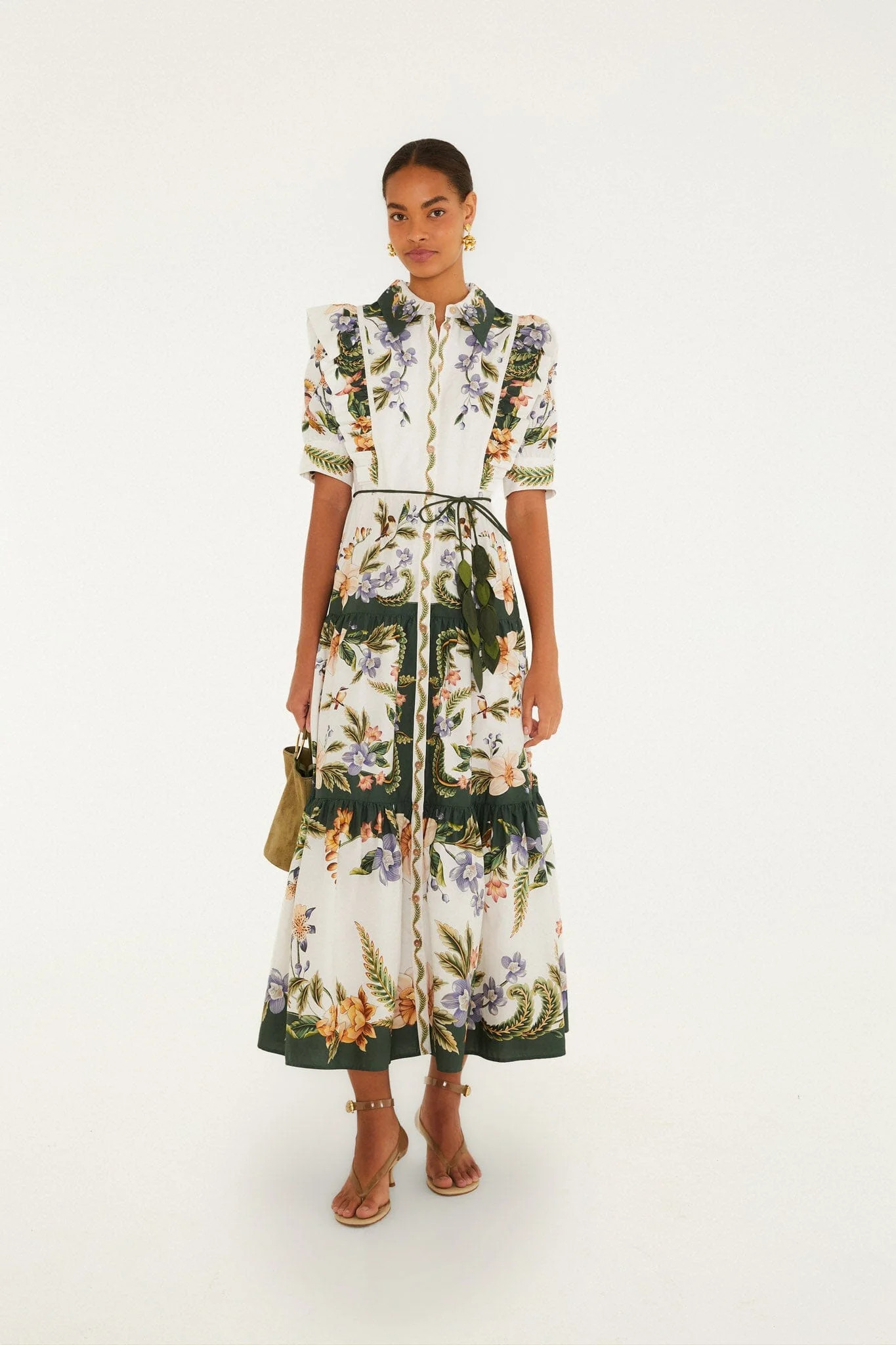 Sand Nature Short Sleeve Maxi Dress | FARM Rio | FarmRio (US)