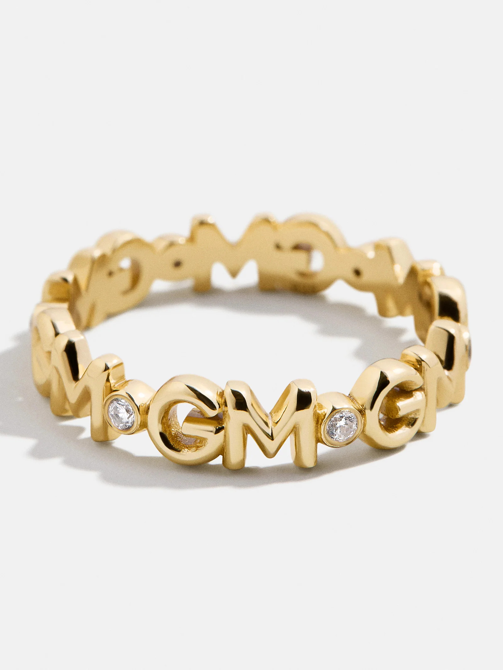 18K Gold Custom Nameplate Ring - Clear/Gold | BaubleBar (US)