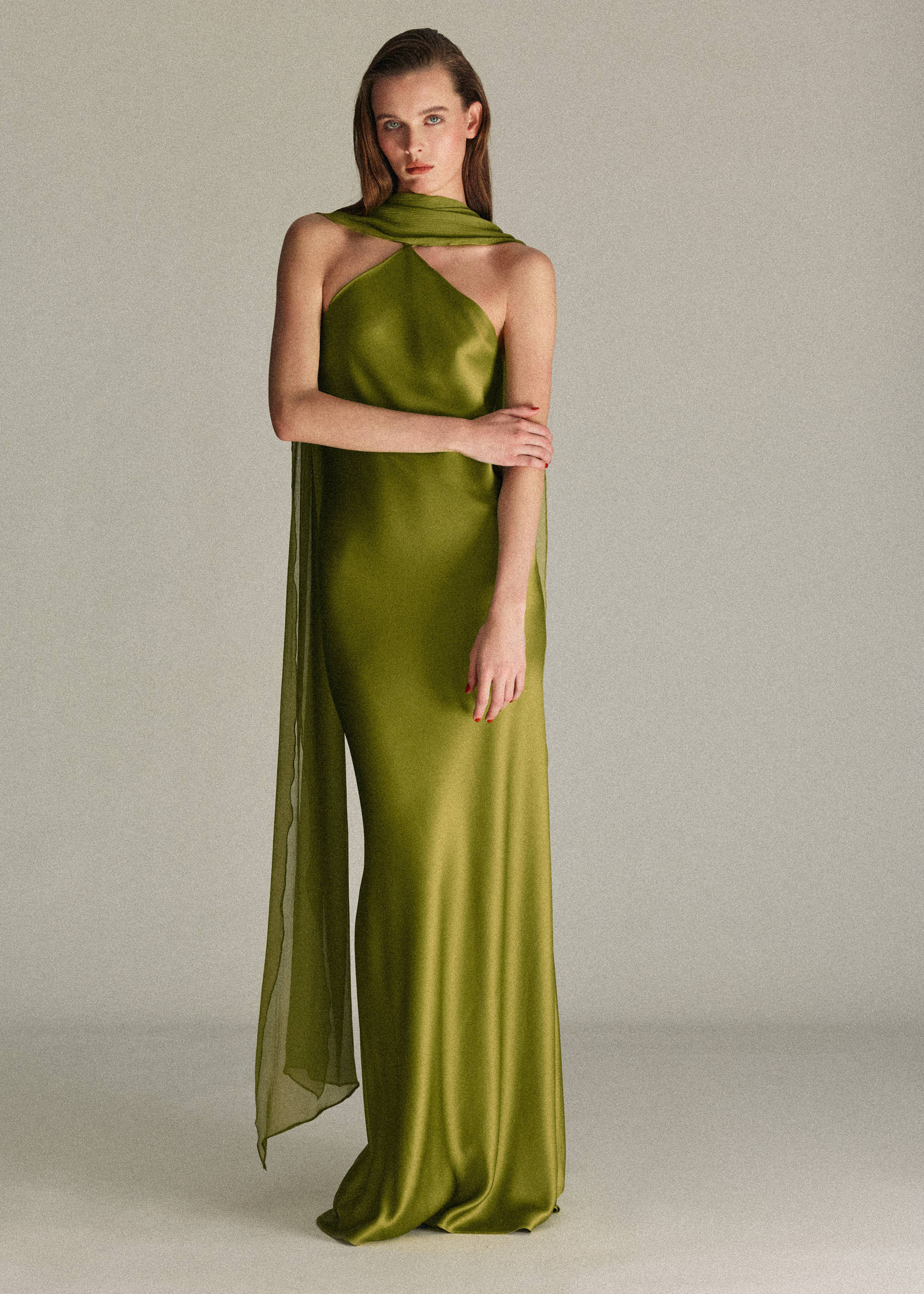 Satin halter neck dress | MANGO (UK)