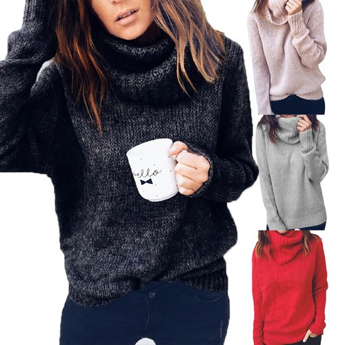 Damen Rollkragenpullover Strickpullover Pulli Winter Pullover 38 40 42 44 46 48 | eBay | eBay DE