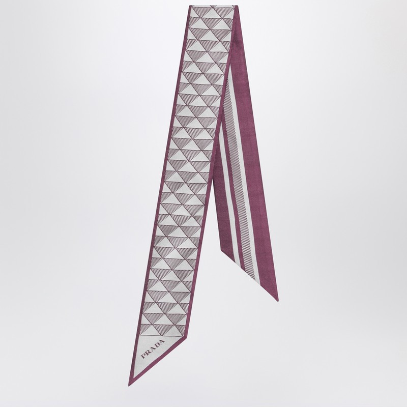 Mauve printed silk twill scarf | The Double F
