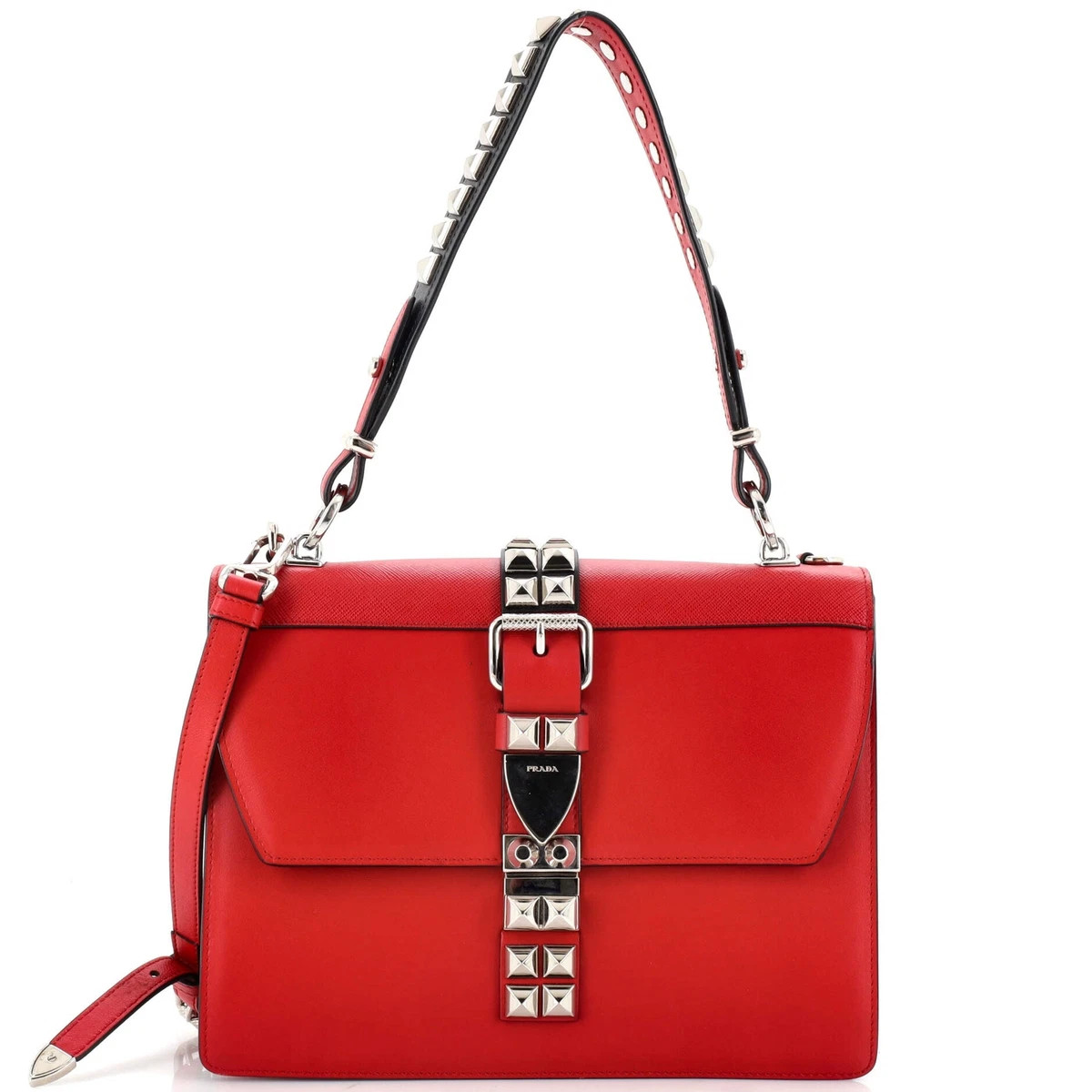 Prada Elektra Shoulder Bag Studded Leather Medium Red  | eBay | eBay US