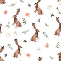 Boho Woodland Bunny Fabric By The Yard. Cotton Knit Jersey Minky. Easter Fabric, Spring, Bunnies, Watercolor Florals, Girl, Rabbit, Bunnies | Etsy (US)