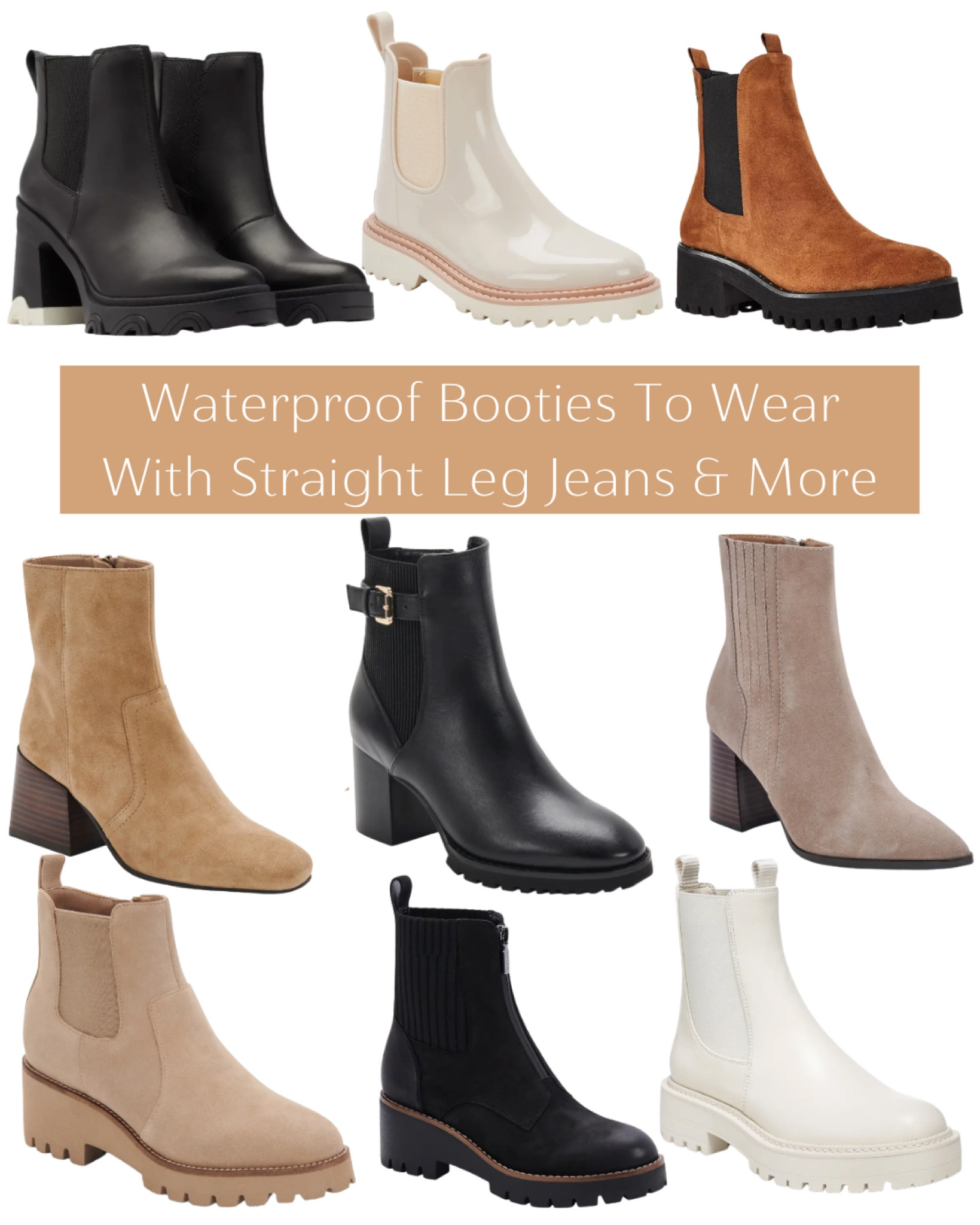 Waterproof and warm booties for winter. All can be worn with straight leg jeans. Add a Sherpa insole for a warmer boot 

#LTKstyletip #LTKshoecrush #LTKworkwear