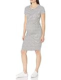 Motherhood Maternity Women's Short Sleeve Rib Bodycon Tee Shirt Dress, Black & White Stripe, Medium | Amazon (US)